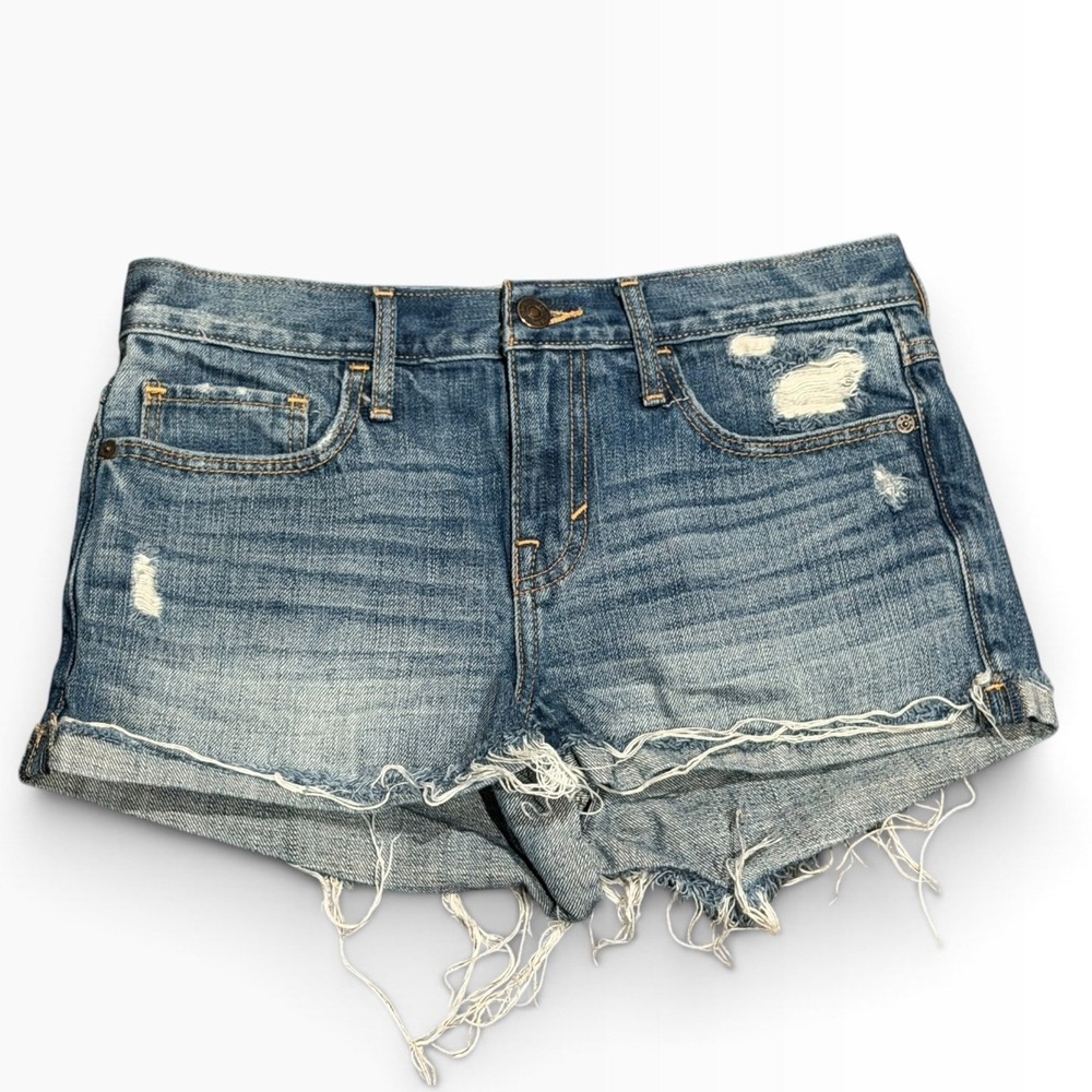 Abercrombie & Fitch Distressed Denim Shorts Micro Mini Frayed Y2K Bootie SZ 2/26